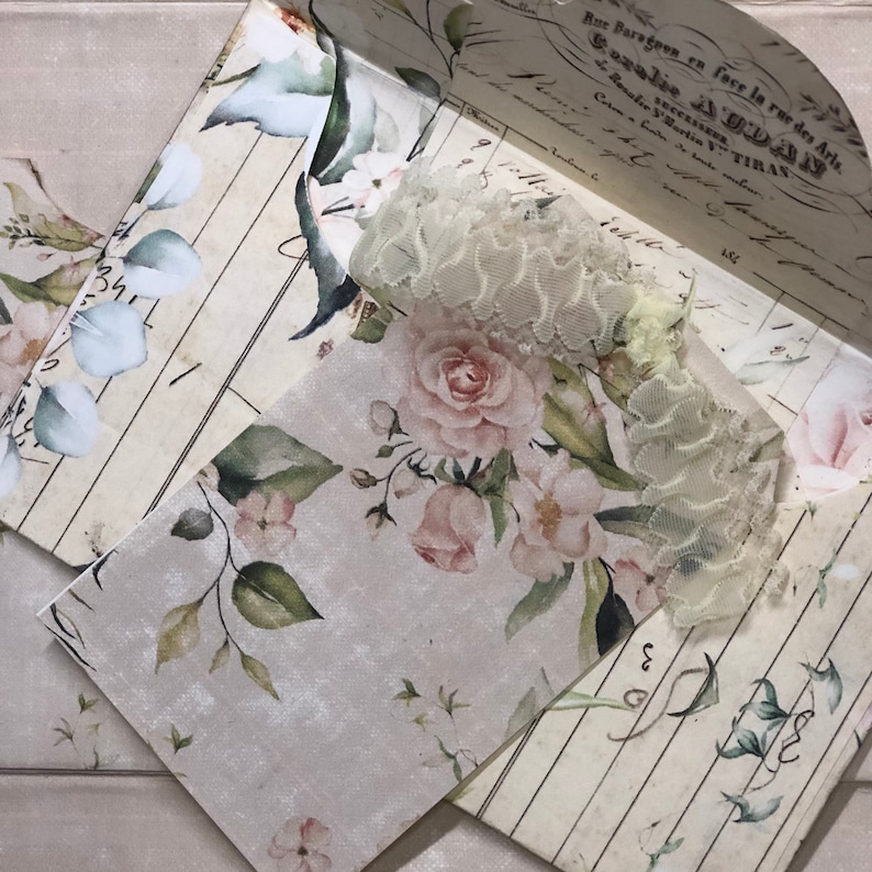 Shabby Pink Roses Printable Folio Junk Journal Wallet / - Etsy