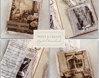 Old photographs printables / Black & White and Sepia Vintage Photo Frames / Junk journal digital downloads / By Boho Love / Kit no. 172