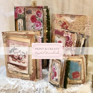 Junk Journal Kit / Páginas florais vintage digitais para impressão / Papéis para download instantâneo / Por Boho Love / No. 203