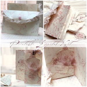 Aquarell Rosen digital / Junk Journal Folio / Shabby, Chic, rosa, DIY Buch, Ephemera / Printable Scrapbooking / Von Boho Love no.126