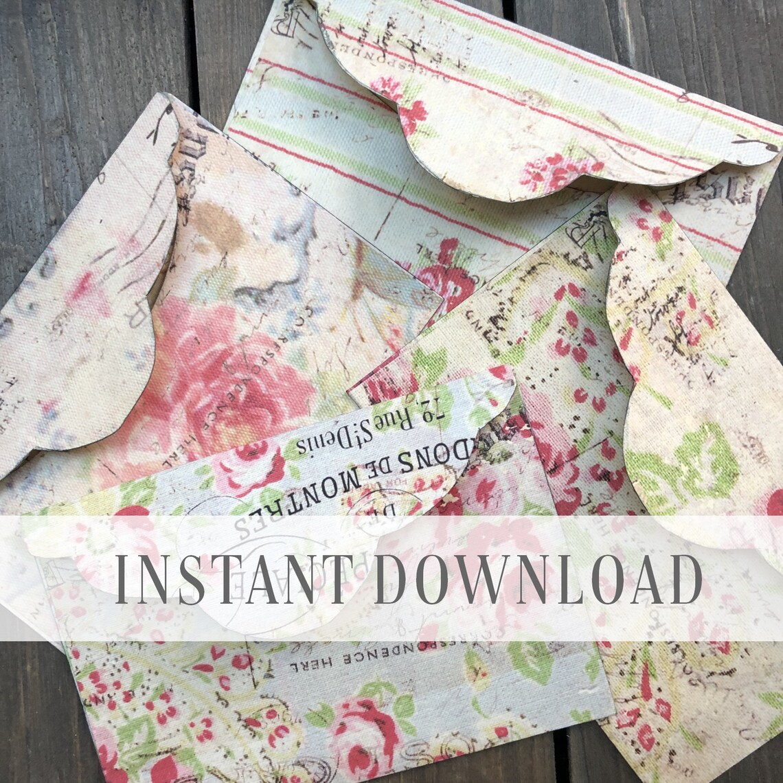 Printable Vintage Ephemera / Shabby Roses Greeting Cards Set - Etsy