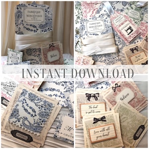 Printable Paisley love Ephemera papers / floral pattern & labels junk journal kit / digital crafting pages / By Boho Love / no. 120