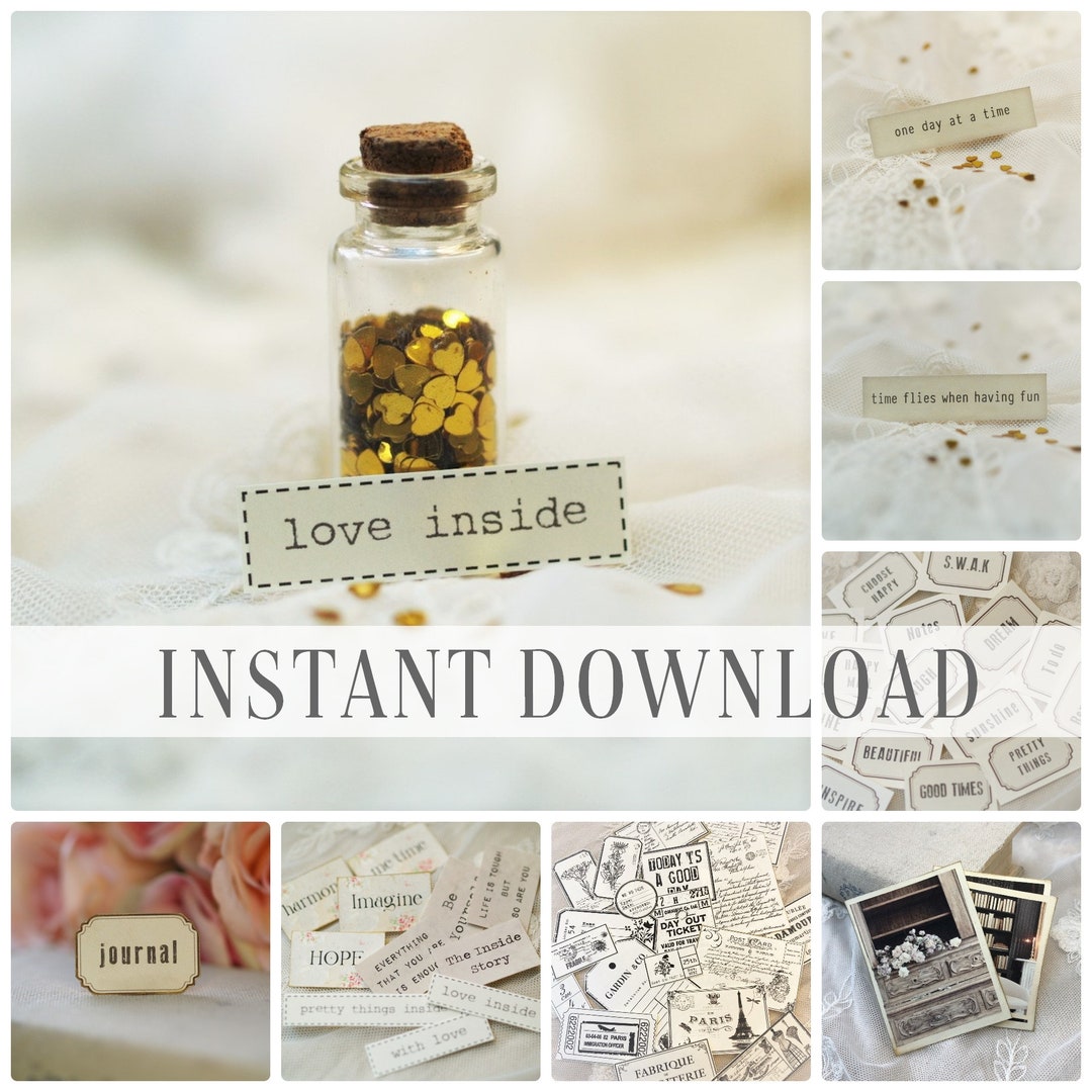 Inspirational Quotes Journal Words Printable Ephemera / Vintage Labels ...