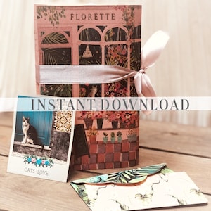 Cats Cafe - livre Folio journal imprimable numérique / Papiers à téléchargement immédiat et kit éphémère / Par Boho Love / N° 147
