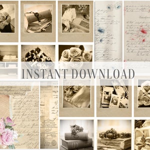 Molduras de fotografias / sépia vintage / Junk Journal digital Coisas efêmeras para impressão / Cartas de colagem / Download instantâneo / Por Boho Love / no. 076