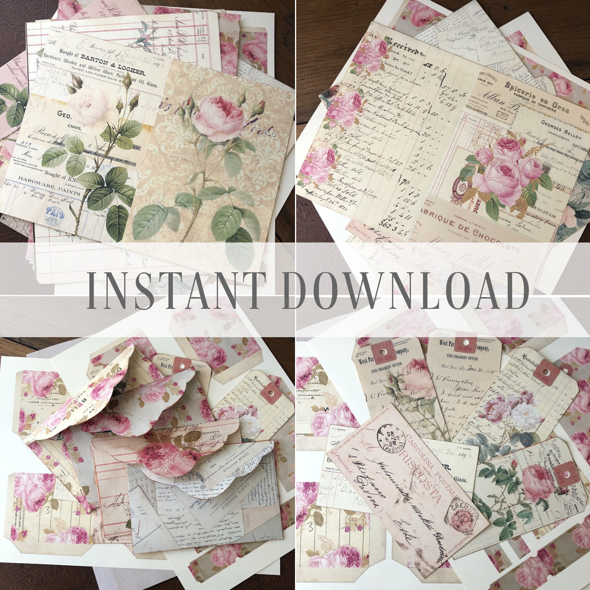 Printable Junk Journal Kit Papers / Vintage Pink Digital - Etsy UK