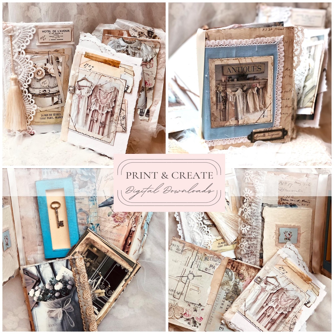 Junk Journal Kit / Digital Printable Vintage Book Pages / Instant ...