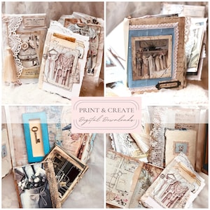 Junk Journal Kit / Páginas de livros vintage para impressão digital / Kit de artesanato para download instantâneo / Por Boho Love / No. 204