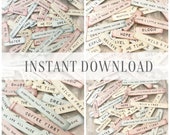 Journal Words, Inspirational Quotes, printable Ephemera Vintage labels, Digital Download Kit, Typewriter Journaling stickers by boho love