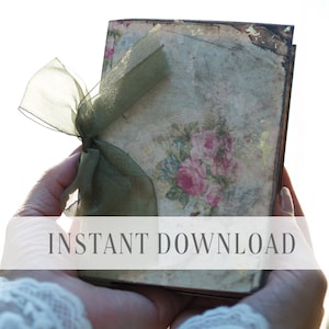 Diario vintage con rose stampabili in digitale / Download immediato di stampe / Carte vittoriane, shabby chic di Boho Love n. 059