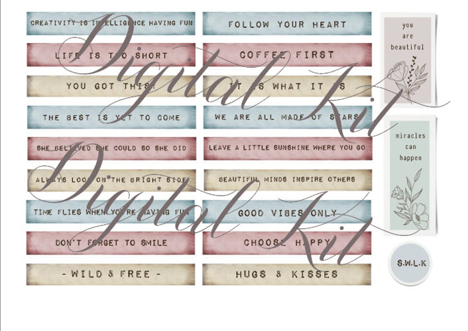 Journal Words Inspirational Quotes Printable Ephemera - Etsy