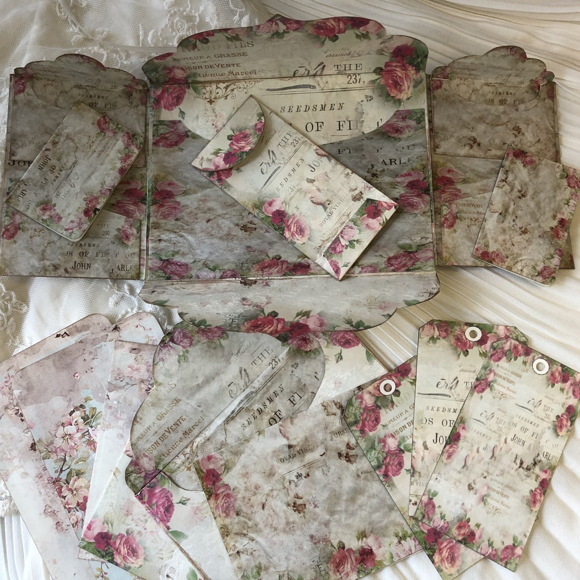 Vintage Roses Folio Folder Journal Wallet / Collage Sheets - Etsy