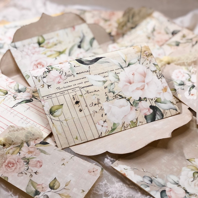 Shabby Pink Roses Printable Folio Junk Journal Wallet / - Etsy
