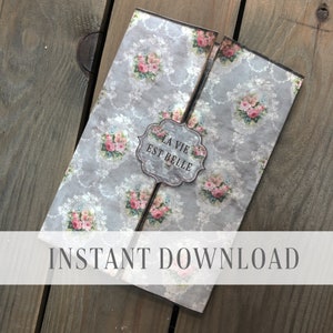 Chemise numérique vintage roses françaises / Éphémères imprimables minables / Téléchargement instantané / Victorien, vintage, livre DIY / Par Boho Love 0011