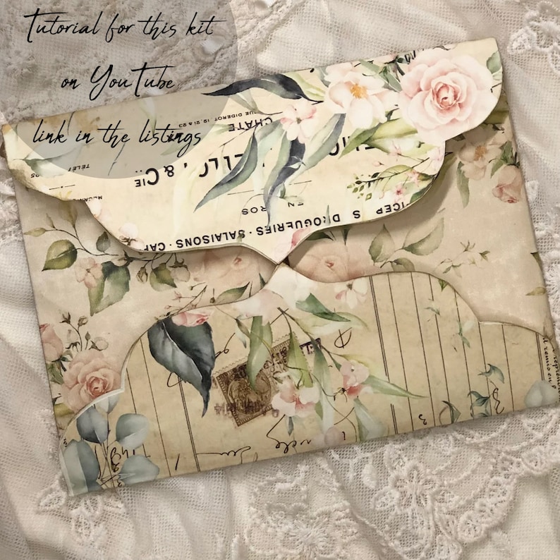 Shabby Pink Roses Printable Folio Junk Journal Wallet / - Etsy