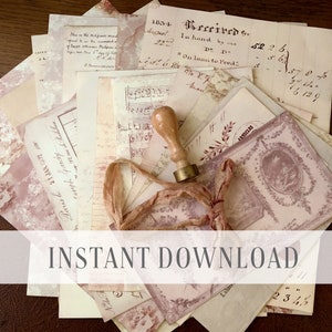 Großes Junk Journal Papier zum ausdrucken / großes vintage DIY Papier Paket / altes Papier / alter Papiermix / Instant Download / Von Boho Love 091