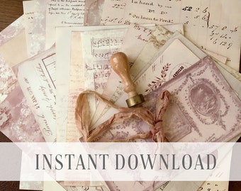 Printable large junk journal old papers mix / Vintage DIY collage paper pack / digital sheets bundle / Instant Download / By Boho Love 091