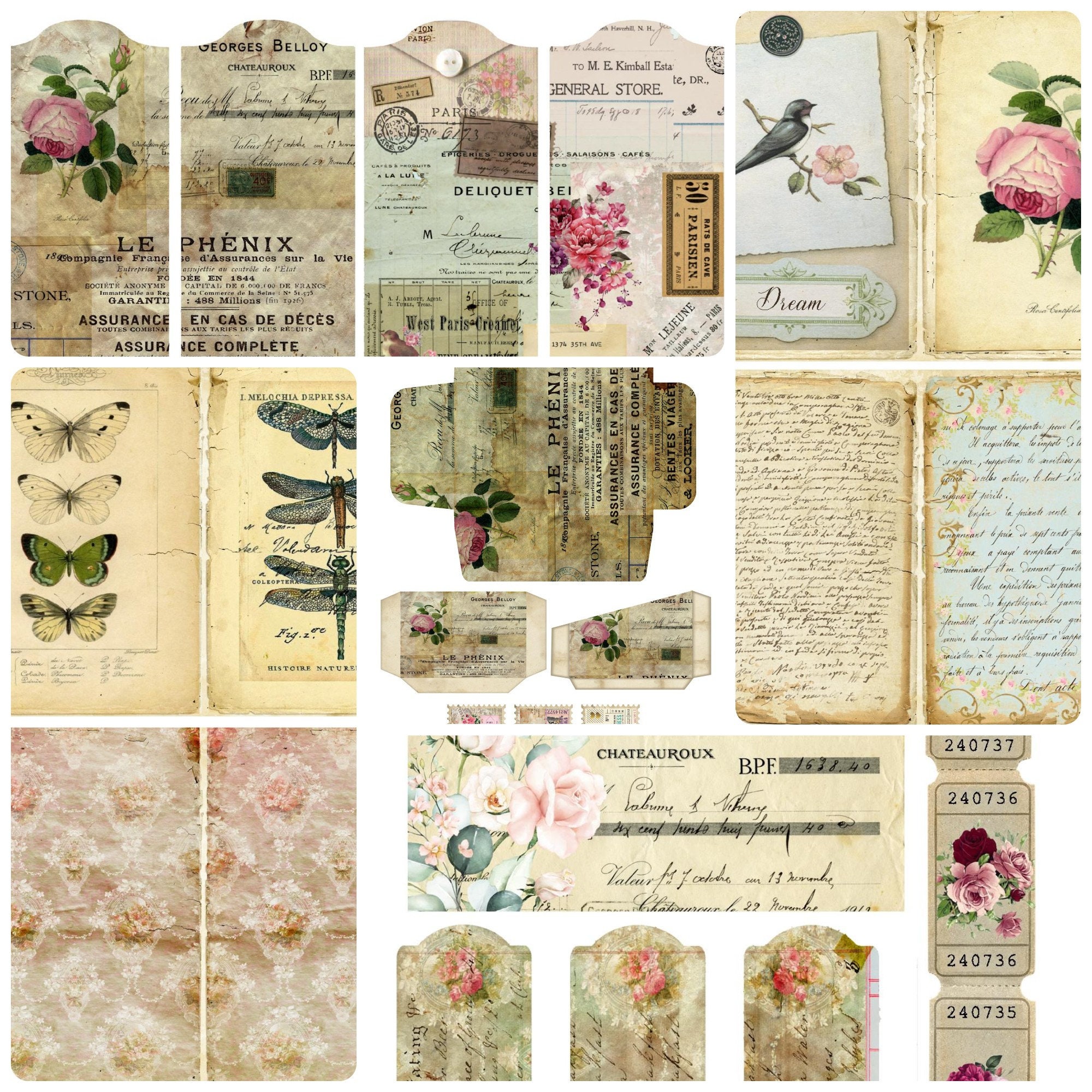 Printable Collage Junk Journal DIY Book Kit / Vintage Digital Downloads ...
