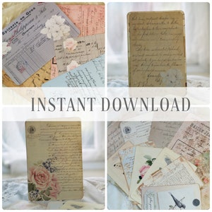 Großes Papier Pack Papier zum Ausdrucken / Junk Journal Papier / Verschiedene Seiten / vintage collage / digital Download / Von Boho Love / 067