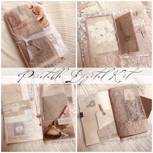 Afdrukbare junk journal papers French Love / Shabby, Lace, Chic, Ballet Ephemera / Instant Download / By Boho Love no.139