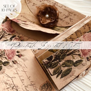 Papeles de diario basura de libros antiguos / Páginas imprimibles y kit digital de efímeras / Descarga instantánea Por Boho Love n.° 132