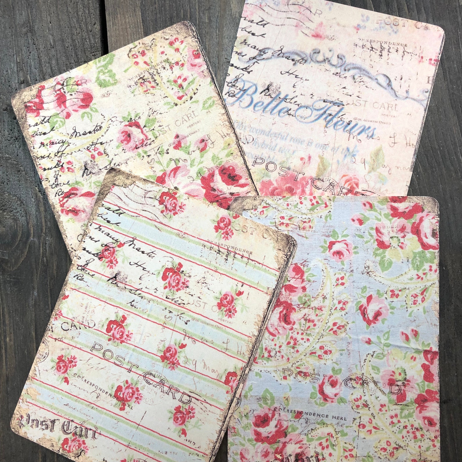 Printable Vintage Ephemera / Shabby Roses Greeting Cards Set - Etsy