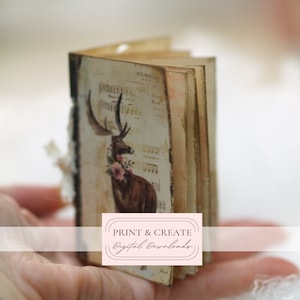 Mini libro tascabile di Natale / diario vintage digitale / kit di download Ephemera fai da te stampabile / Shabby, Rosa, Oro / Di Boho Love / 069