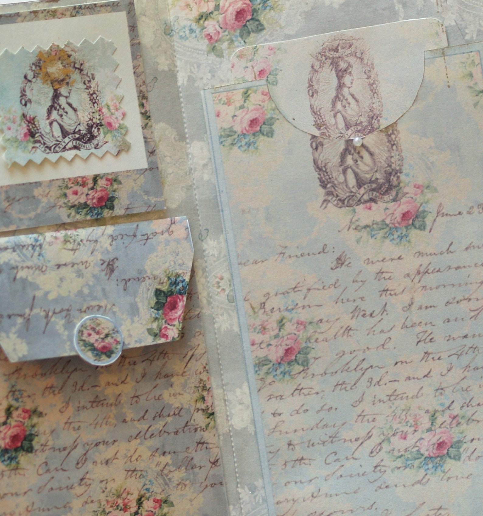 Old Vintage Roses and Letters Journal Folder / Collage Sheets Digital ...