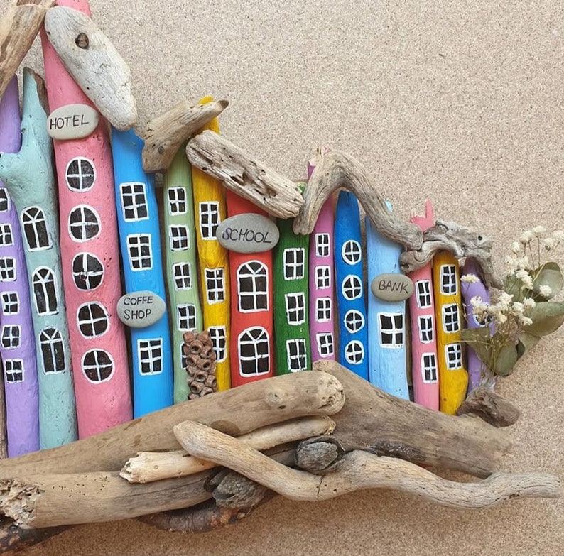 Driftwood Cottages Key Holder Wall Hanging Home Art Decor Etsy Canada