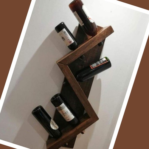 Wine Rack Wall Mount Decor Vertical Wood Wine Storage Etsy