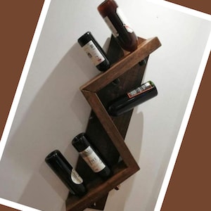 Wine Rack Wall Mounted Decor - Vertical Wood Wine Storage - Rustic Wine Rack - Wood Wine Rack - Wooden Wine Holder - Gift for Men