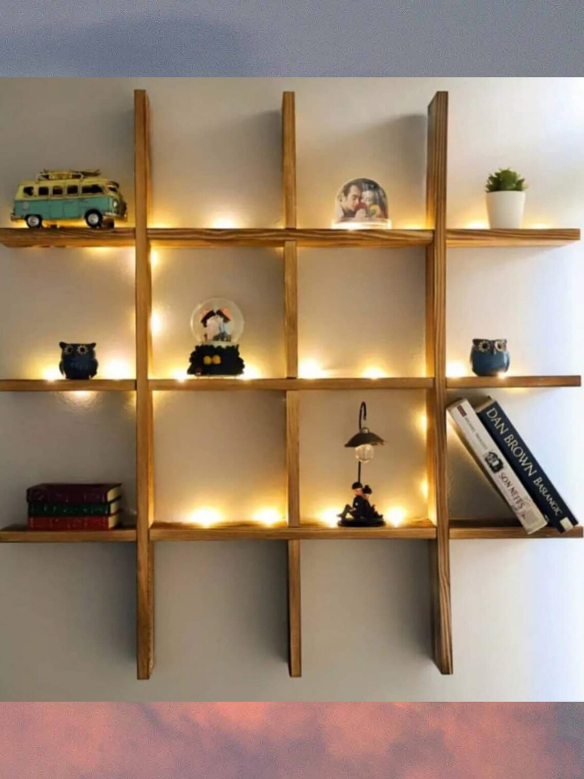 Led Lighted Wooden Shelf Decor Anniversary Gift Wooden Etsy