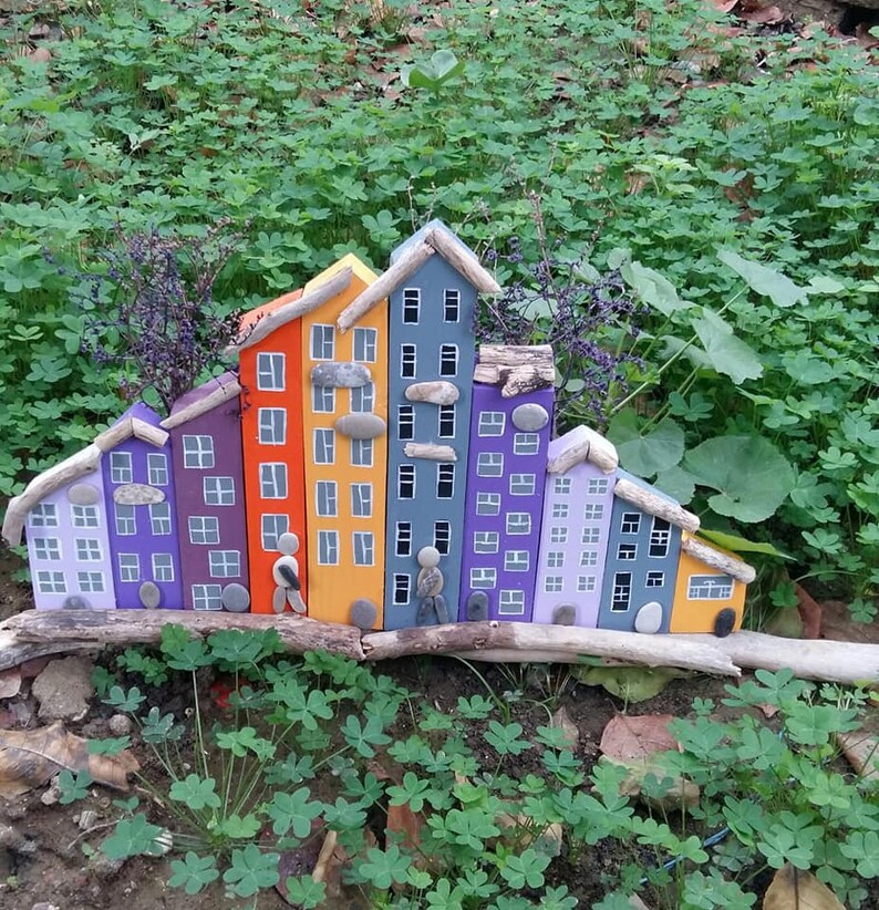 Driftwood Cottages Wall Hanging Home Art Decor Led Lighted Etsy