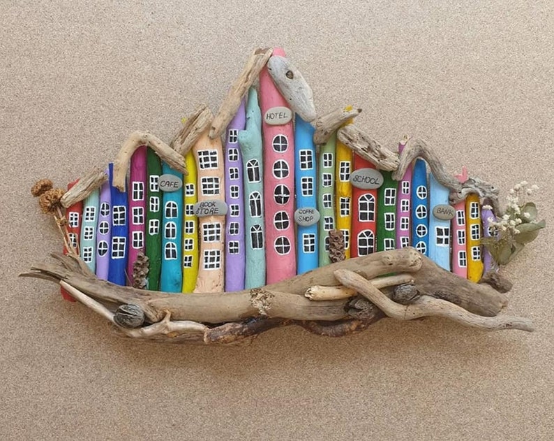 Driftwood Cottages Key Holder Wall Hanging Home Art Decor Etsy Canada