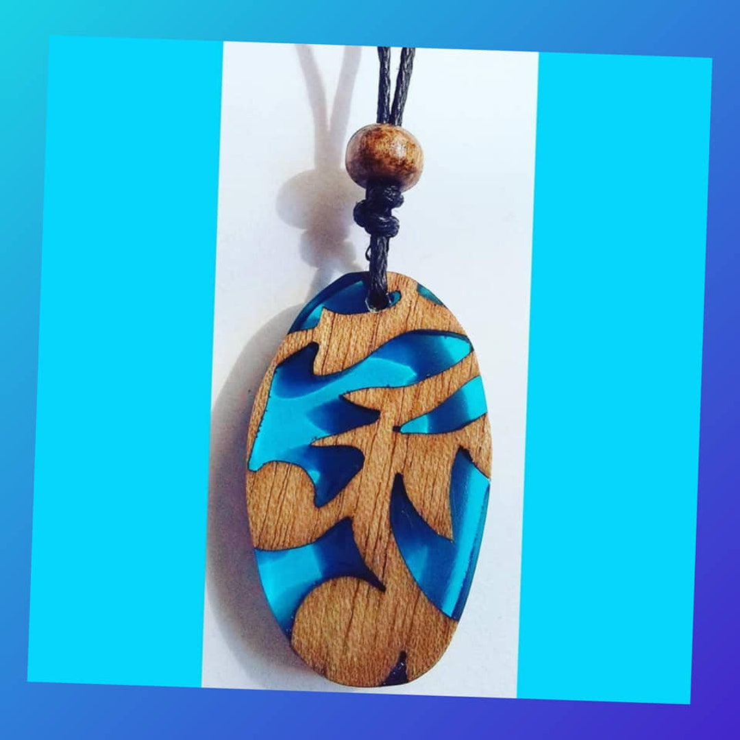 Wooden Resin Necklace, Epoxy Earrings Necklace, Wood Unique Resin