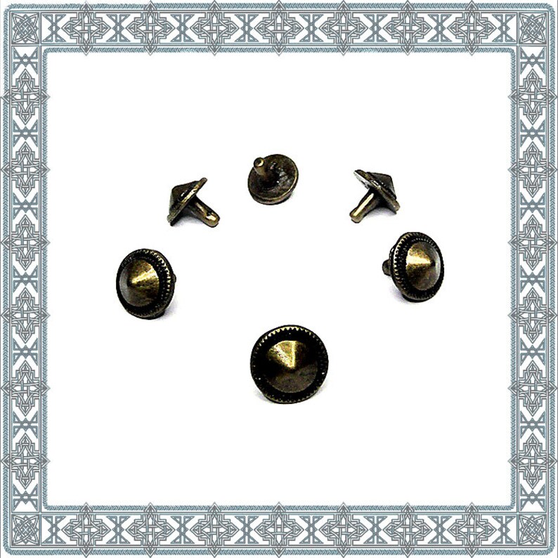 12 ornamental rivets 10 mm Old brass trim Armored fitting Etsy