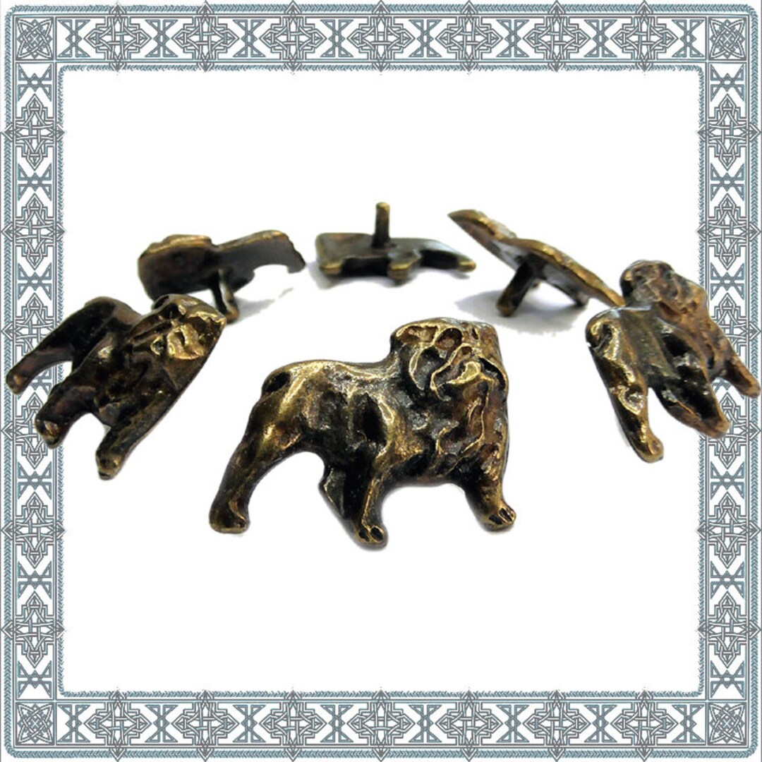 12 Decorative Rivets ENGLISH BULLDOG S Old Brass Rivet Purebred Dog