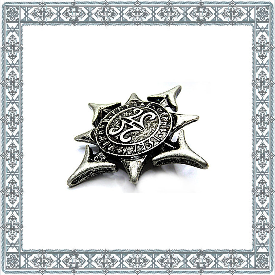6 Decorative Rivets STAR OF THE ASES Old Silver Germanic Rivets Runes ...