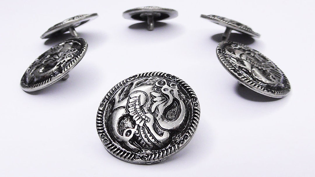 6 Decorative Rivets GERMAN DRAGON Old Silver Rivet Fitting Protection