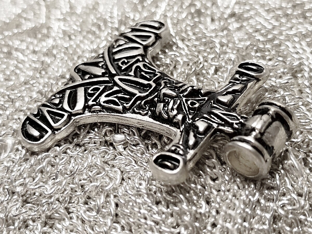 Nordic Pendant HAMMER OF ODIN Silver Plated Norse God Pendant Etsy