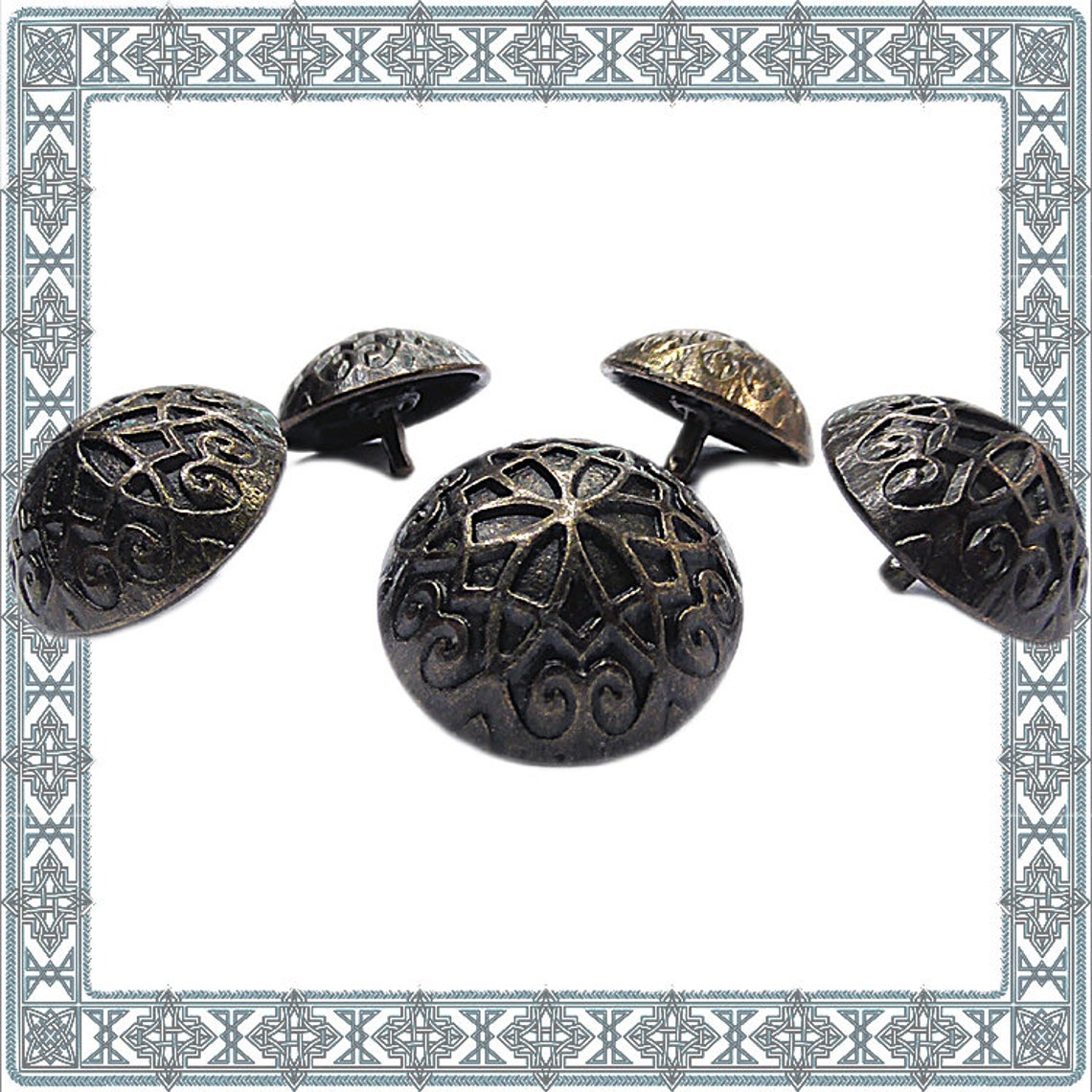 6 Ornamental Rivets GOTHIC Kital Brass Rivet Sneering Germanic Etsy