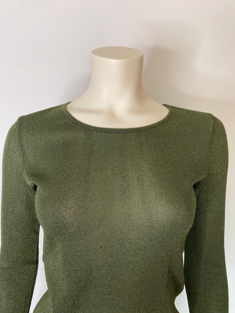 Gucci by Tom Ford Fall 1996 khaki green mesh top / Size S image 3