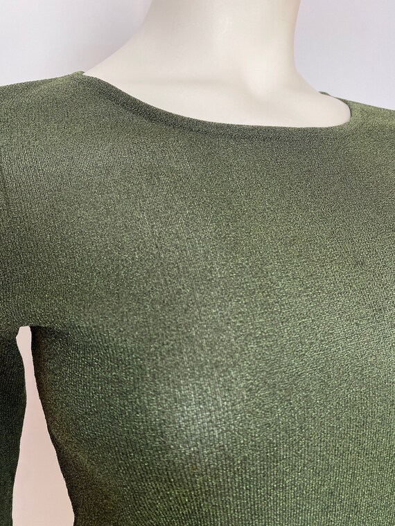 Gucci by Tom Ford Fall 1996 khaki green mesh top … - image 4