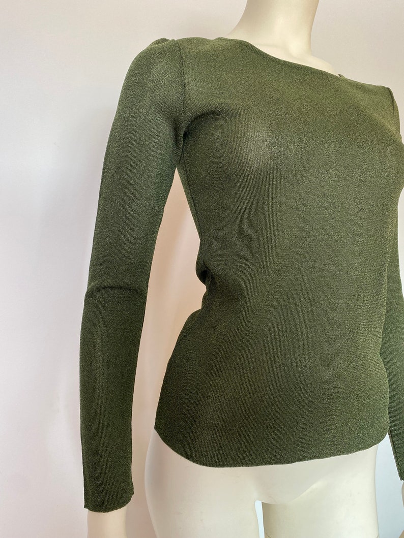 Gucci by Tom Ford Fall 1996 khaki green mesh top / Size S image 5
