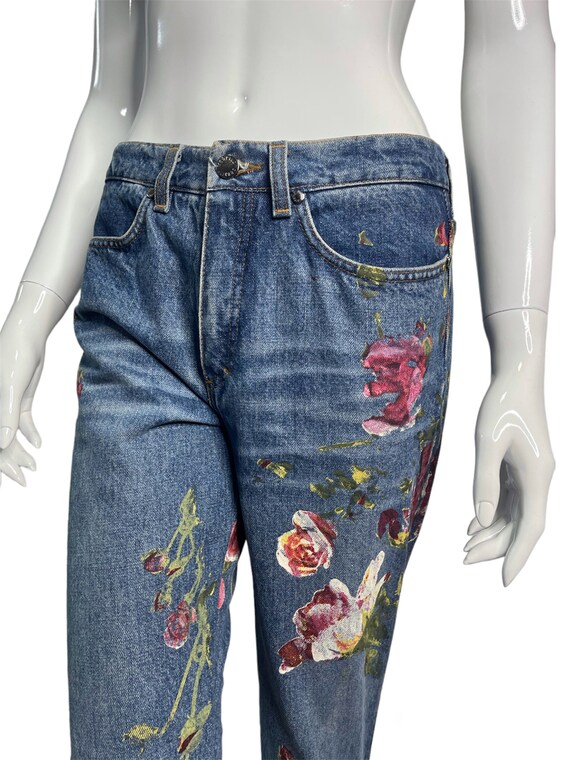 Roberto Cavalli fall 1999 rose print jeans / Kell… - image 5