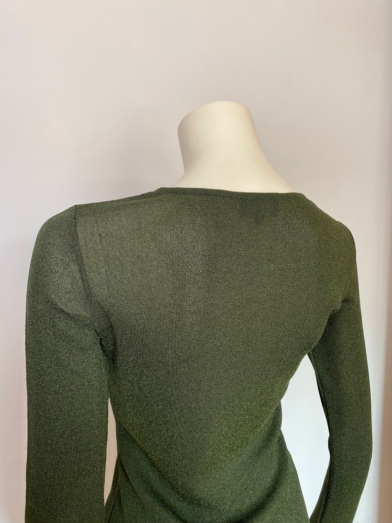 Gucci by Tom Ford Fall 1996 khaki green mesh top / Size S image 7