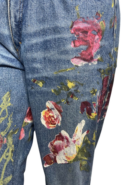 Roberto Cavalli fall 1999 rose print jeans / Kell… - image 7