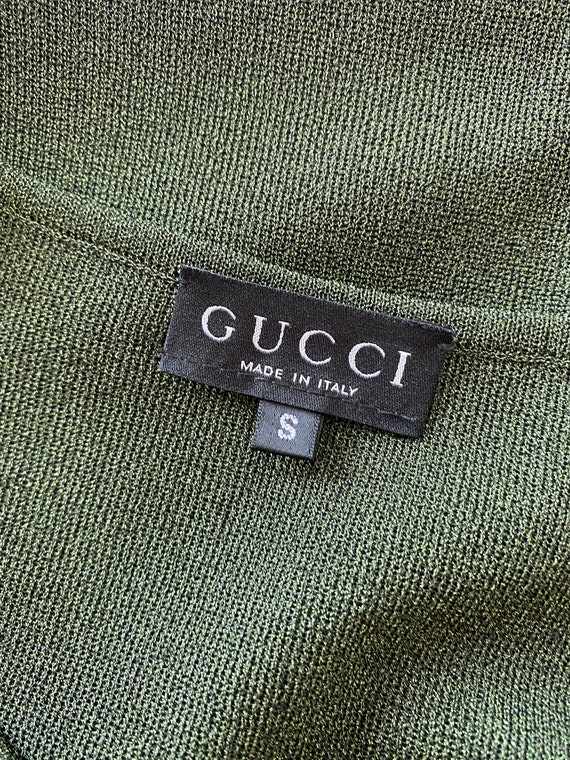 Gucci by Tom Ford Fall 1996 khaki green mesh top … - image 10
