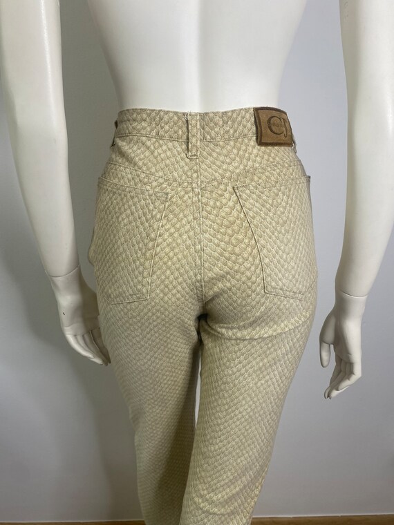 Roberto Cavalli beige snakeskin print jeans / US … - image 8