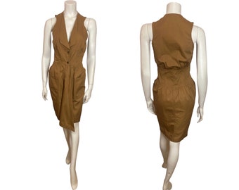 Thierry Mugler Jeans brown fitted midi dress / FR 38 / UK 10 / US 8